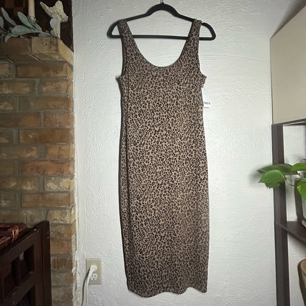 Bar III Body-Con Leopard-Print Tank Midi Dress in Brown/Tan